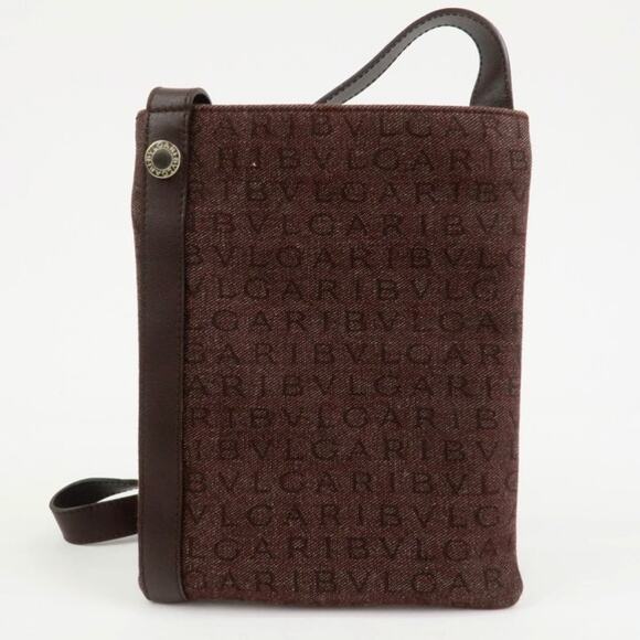 💎✨Authentic✨💎BVLGARI Logo Mania Canvas Leather Crossbody Bag - Picture 3 of 16